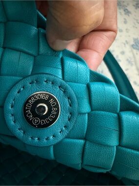 BRAND NEW: FALOR  Woven Teal Leather Shoulder Bag - Teal